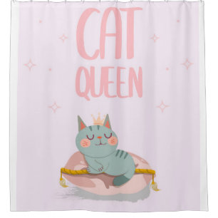 Cute Cat Queen Gift Idea, Kitten Cat Funny Gift Shower Curtain