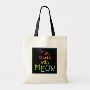 Cute Cat Quote Fun Colors Image on Both Sides Gift Tote Bag