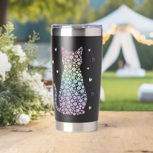 cute cat rainbow hearts pastel gradient pattern insulated tumbler