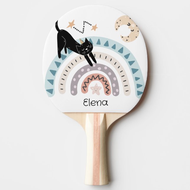 Cute Cat Rainbow Unicorn Custom Name          Ping Pong Paddle (Front)
