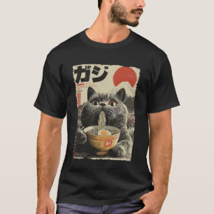 Cute Cat Ramen Aesthetic Japanese Ukiyo-e Fuji Ani T-Shirt