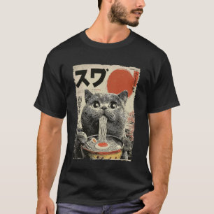 Cute Cat Ramen Aesthetic Japanese Ukiyo-e Fuji Ani T-Shirt