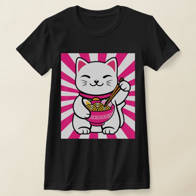 Cute Cat Ramen Anime Kawaii Teen gift teens  T-Shirt (Laydown)