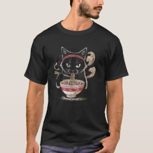 Cute Cat & Ramen Noodles Funny Cats Anime Japan Fo T-Shirt
