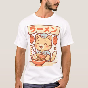 Cute Cat Ramen Shop T-Shirt Japanese Kawaii Nood
