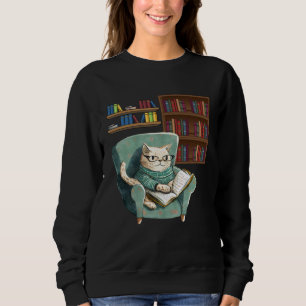Cute Cat Reading Book Bookworms Cat  Reading Sweatshirt