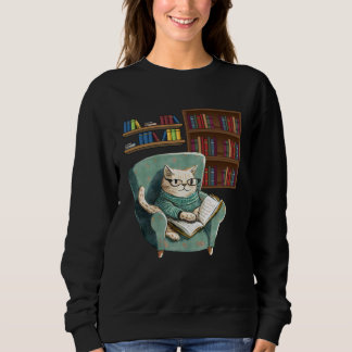 Cute Cat Reading Book Bookworms Cat Reading Sweatshirt