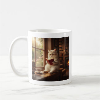 Cute Cat Reading Coffee Mug