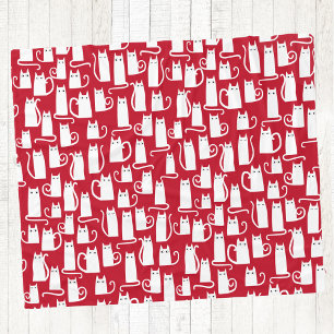 Cute Cat Red and White Festive Fleece Blanket