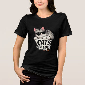 Cute Cat Refreshing Vibes T-Shirt  Tri-Blend Shirt