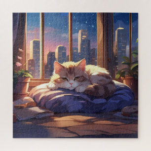 Cute cat relaxing near the window jigsaw puzzle