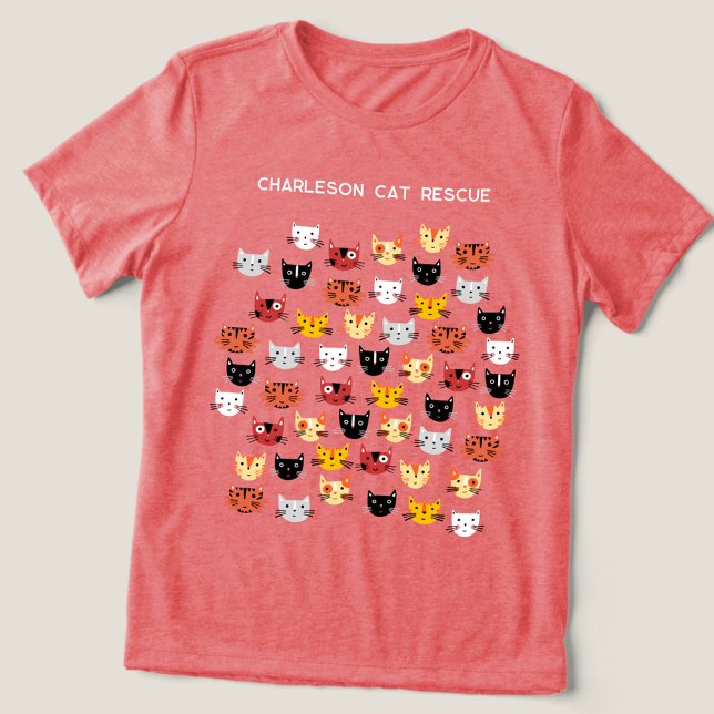 Cute Cat Rescue Personalised Tri-Blend Shirt (Fun kitty cat rescue custom text triblend t-shirt)