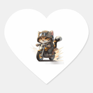 CUTE CAT riding a motocycle Classic T-Shirt (2) Heart Sticker