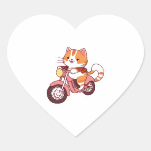 CUTE CAT riding a motocycle Classic T-Shirt (4) Heart Sticker