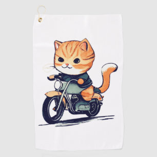 CUTE CAT riding a motocycle Classic T-Shirt (8) Golf Towel