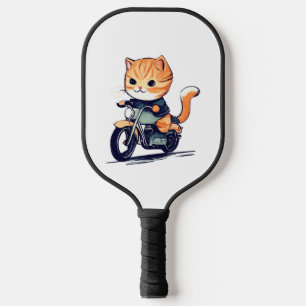 CUTE CAT riding a motocycle Classic T-Shirt (8) Pickleball Paddle