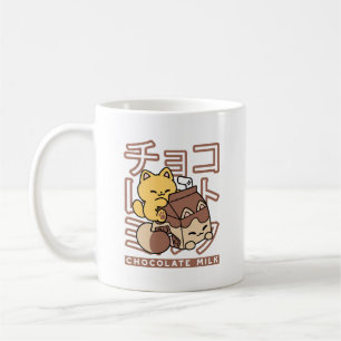 Cute Cat Riding Chocolate Milk Carton Kawaii Art Coffee Mug