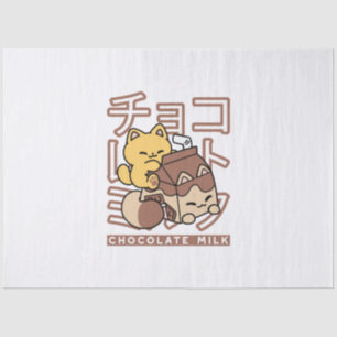 Cute Cat Riding Chocolate Milk Carton Kawaii Art Tissue Paper