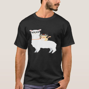 Cute Cat Riding Llama  Animal Birthday  Tee