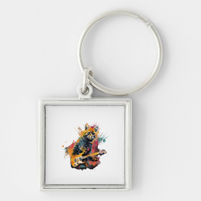 cute cat rocks tar design  key ring (Front)