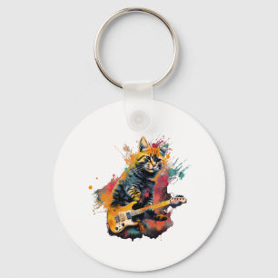 cute cat rocks tar design key ring