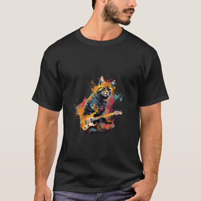 cute cat rocks tar design  T-Shirt (Front)