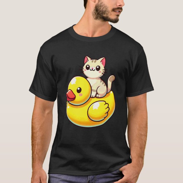 Cute Cat Rubber Duck T-Shirt (Front)