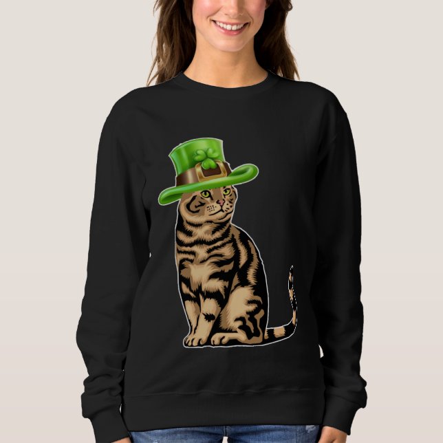 Cute Cat Saint Patrick Day  Happy St Kitten Day Sweatshirt (Front)