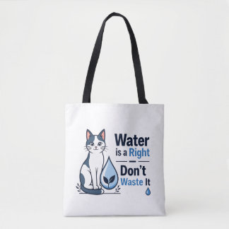 Cute Cat Save Water Eco Friendly Canvas  Tote Bag