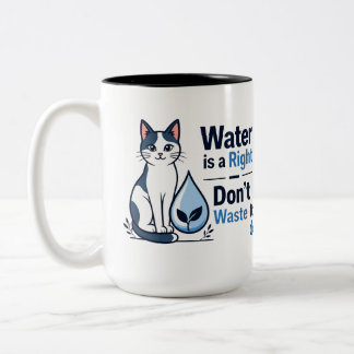 Cute Cat Save Water Eco Friendly  Two-Tone Coffee Mug