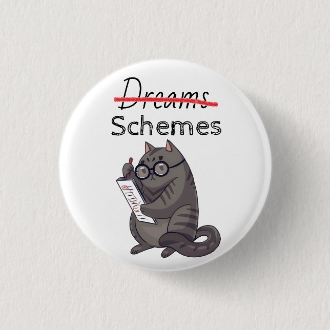 Cute Cat Schemes Funny Cat 3 Cm Round Badge (Front)