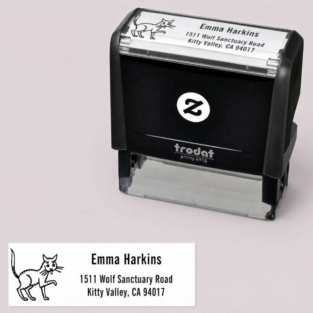 Cute Cat Self-Inking Return Address Stamp (Cute cat return address stamp for kitty cat lovers.)