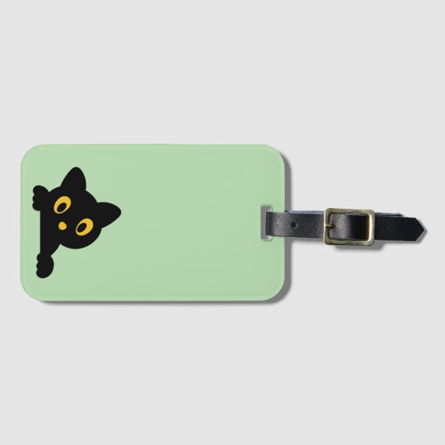 Cute Cat Silhouette Luggage Tag (Front Horizontal)