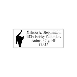 Cute Cat Silhouette Return Address Stamp