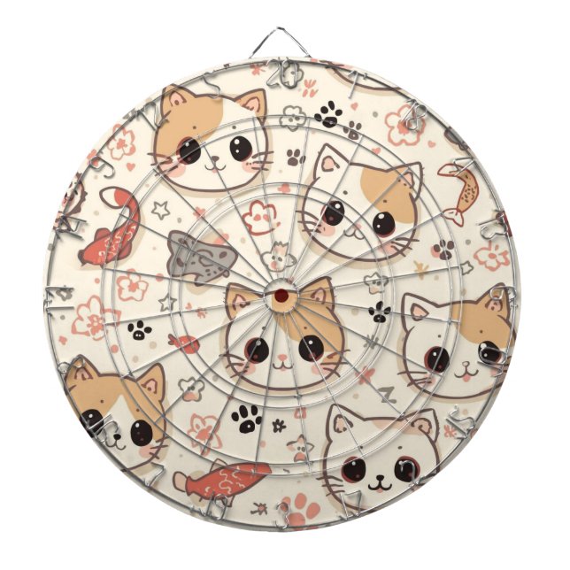 Cute Cat simple pet kitten Pattern Party Dartboard (Front)