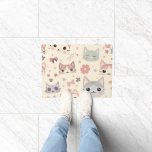Cute Cat simple pet kitten Pattern Party Doormat