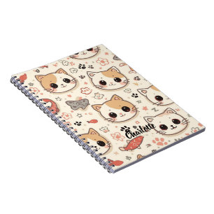 Cute Cat simple pet kitten Pattern Party Notebook