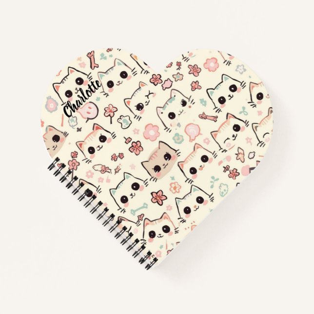 Cute Cat simple pet kitten Pattern Party Notebook (Front)