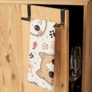 Cute Cat simple pet kitten Pattern Party Tea Towel