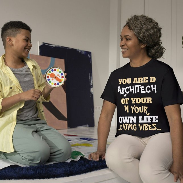 Cute Cat Simple Stylish Quote Personalised Black T-Shirt (Creator Uploaded)