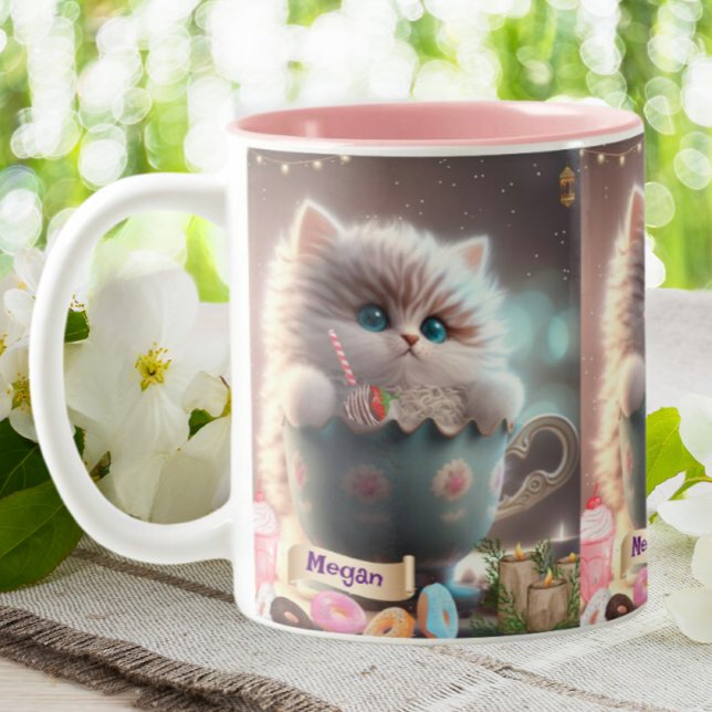 Cute Cat sitting in a Cup Personalised Mug (Creator Uploaded)