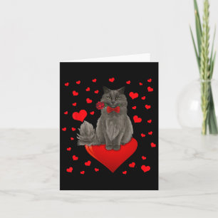 Cute Cat Sitting On Big Heart Card
