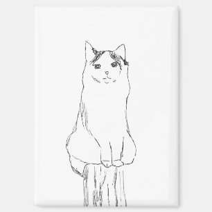 Cute Cat Sketch Modern Magnet
