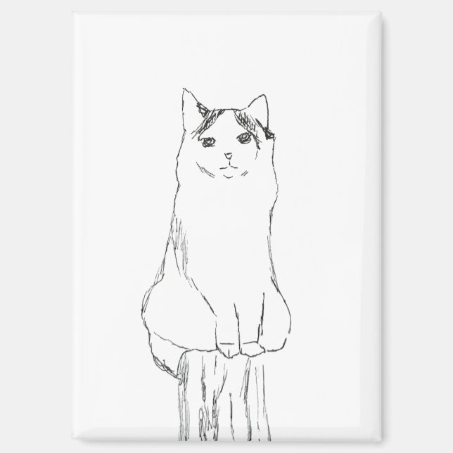 Cute Cat Sketch Modern Magnet (Front)