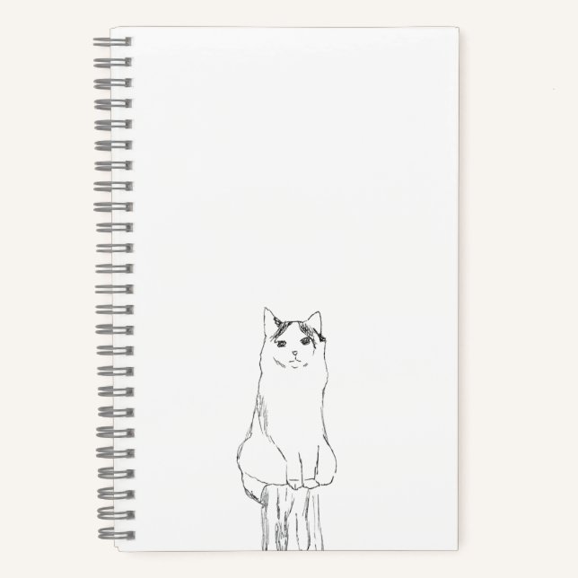 Cute Cat Sketch Modern Notebook (Front)