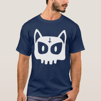 Cute Cat Skull Punk Rock Skeleton Gothic Halloween T-Shirt