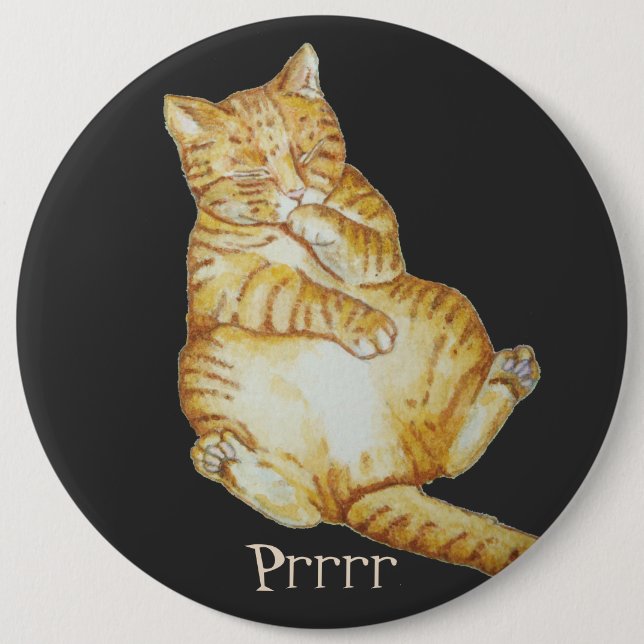 cute cat sleeping ginger kitten  6 cm round badge (Front)