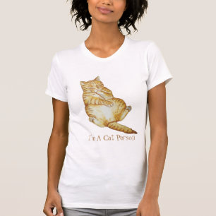 cute cat sleeping ginger kitten art design T-Shirt