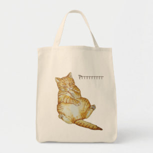 cute cat sleeping ginger kitten art design tote bag