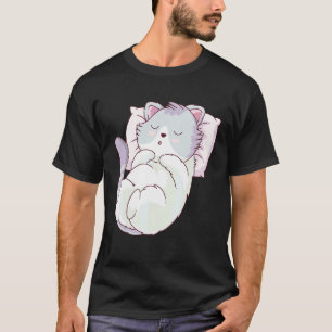 Cute Cat Sleeping On A Pillow For Kitten Kids Wom T-Shirt